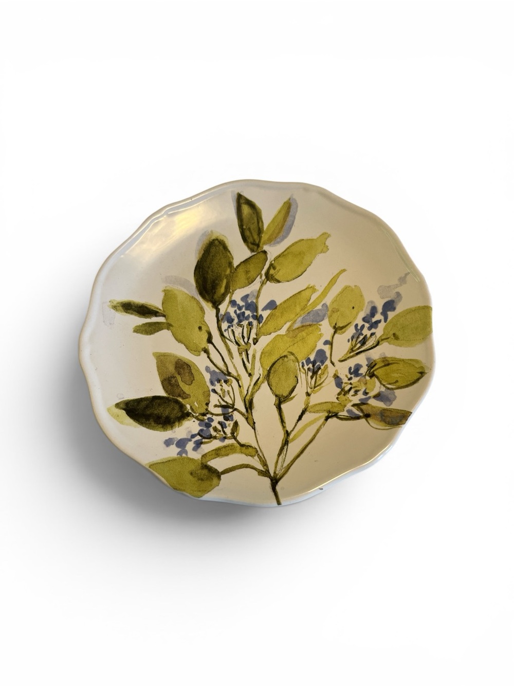 Botanical Ceramic Salad/ Dessert Plates- Olive Green SET OF 6